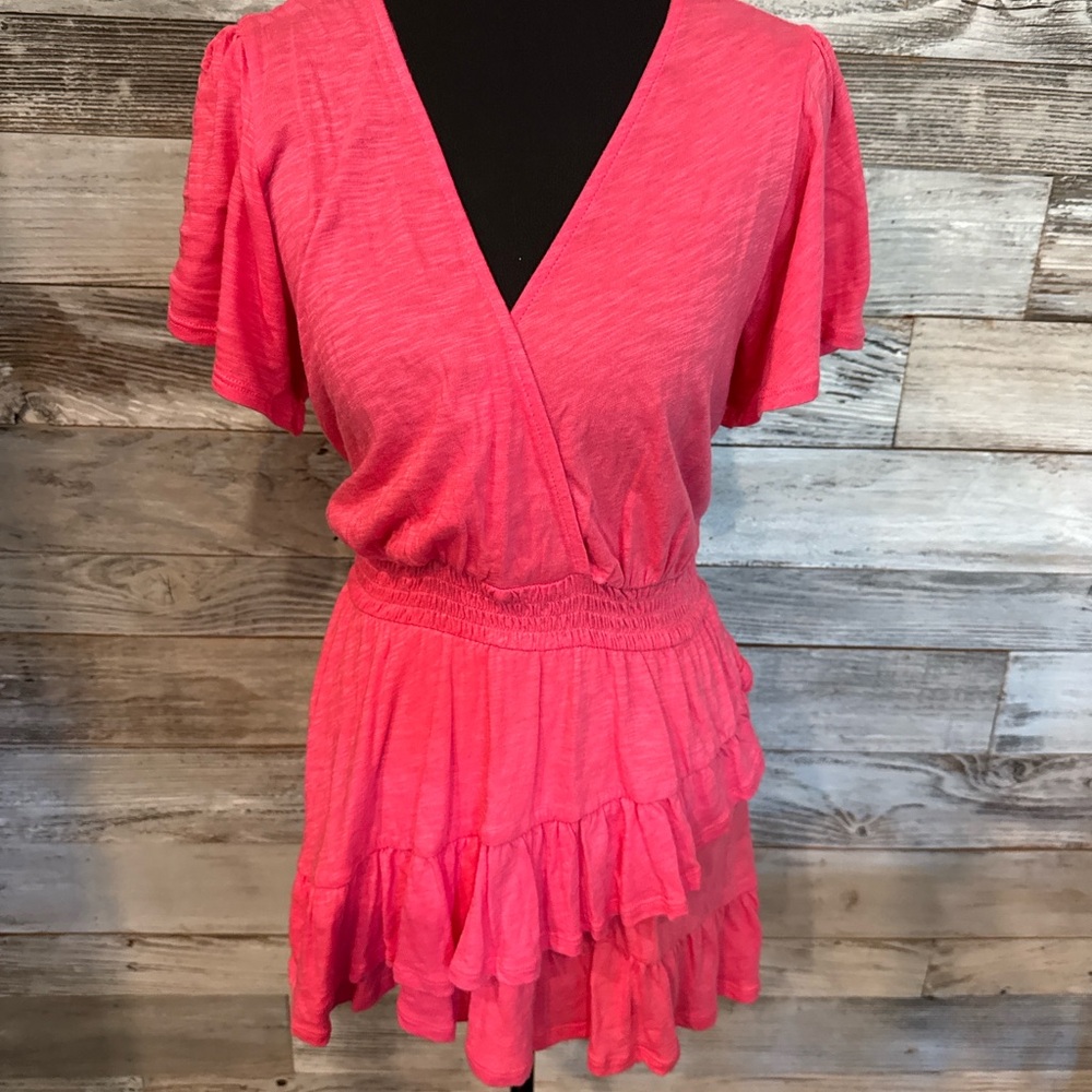NWT Torrid Pink Ruffle Blouse